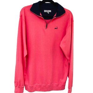 CUFFY'S Of Cape‎ Cod 1/4 Zip Shirt Men M Pink Coral Activewear Athleisure Logo